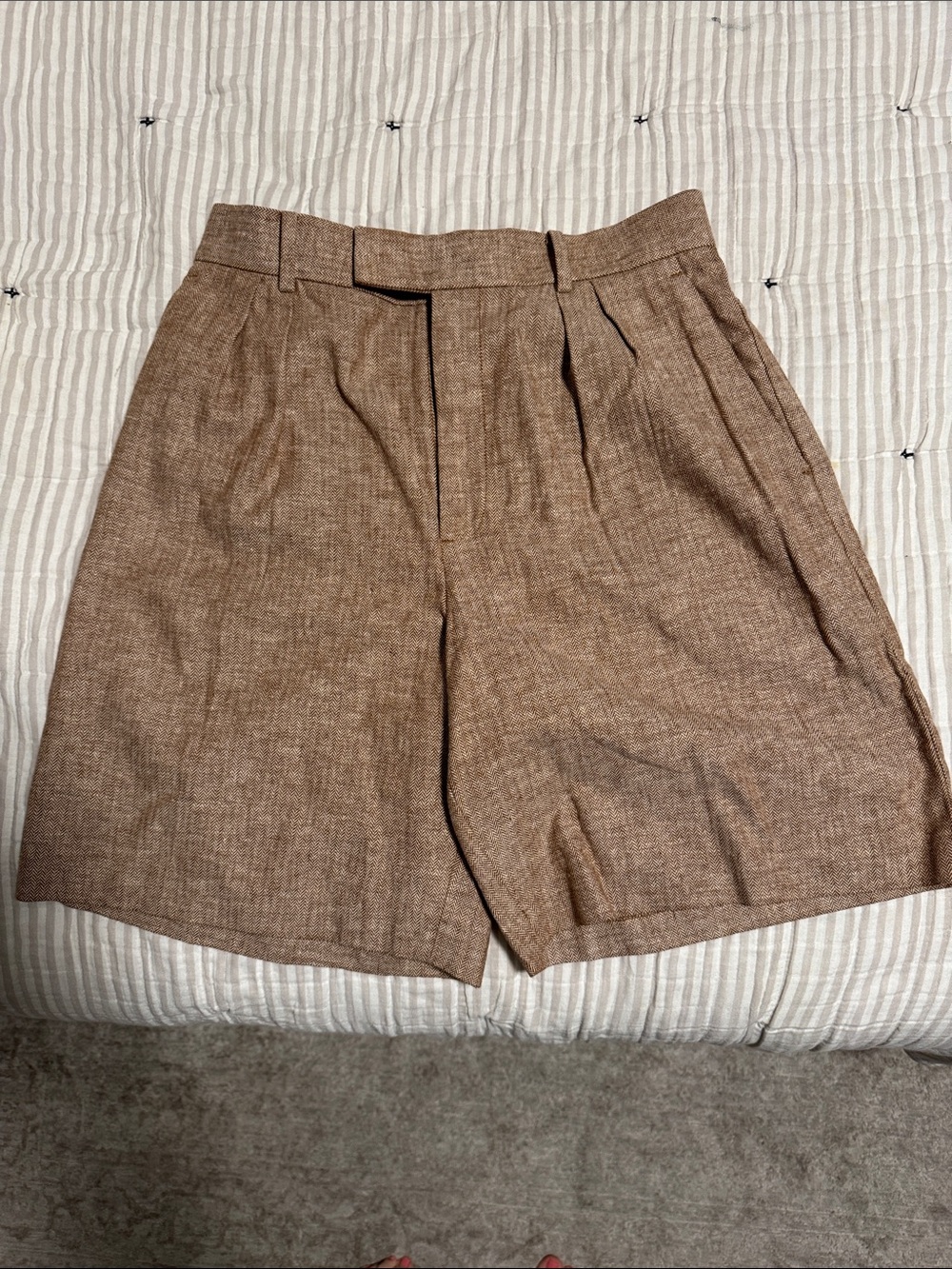 Banana Republic Tan Brown Flat-Front Pleated Shorts